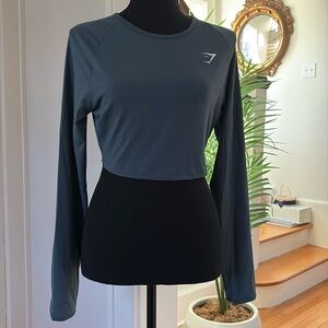 NWT GYMSHARK training cropped LS top- Ash Teal Small New with Tags GYMSHARK size